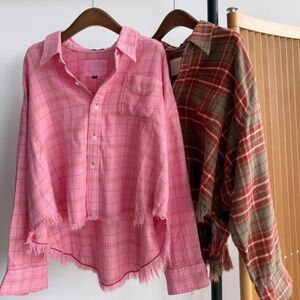 R13 NWOT Frayed checked cotton flannel shirt